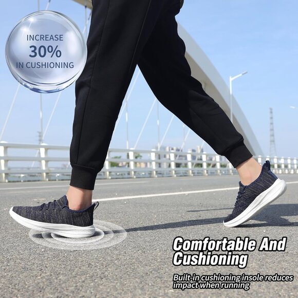 ⚡Men Blueblack Fashion Mesh Non Slip Lightweight Workout Breathable Gym Sneakers - Picture 5 of 6